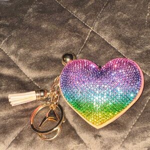 Multicolor Rhinestone Heart Keychain